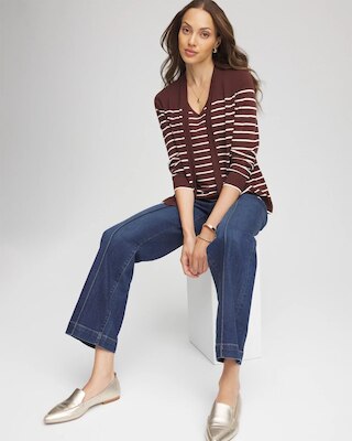 Ella Striped Long-Sleeve Cardigan click to view larger image.