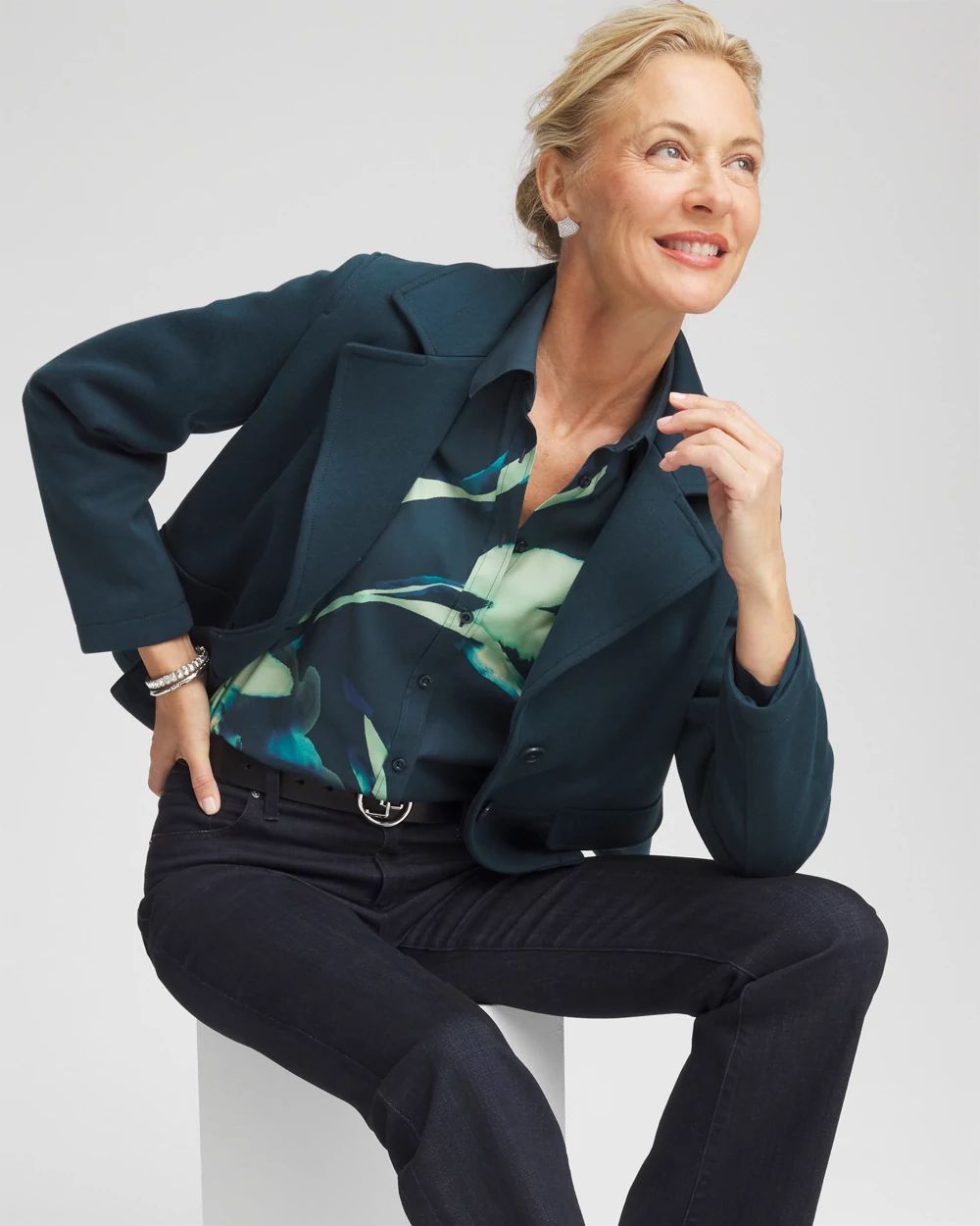 No Iron™ Glacial Flora Sateen Shirt click to view larger image.