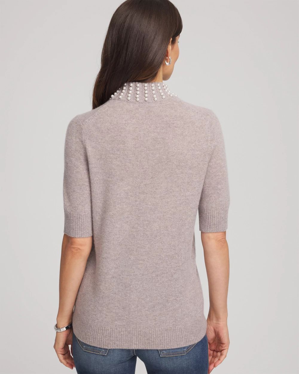 Cashmere Pearl Mockneck Sweater