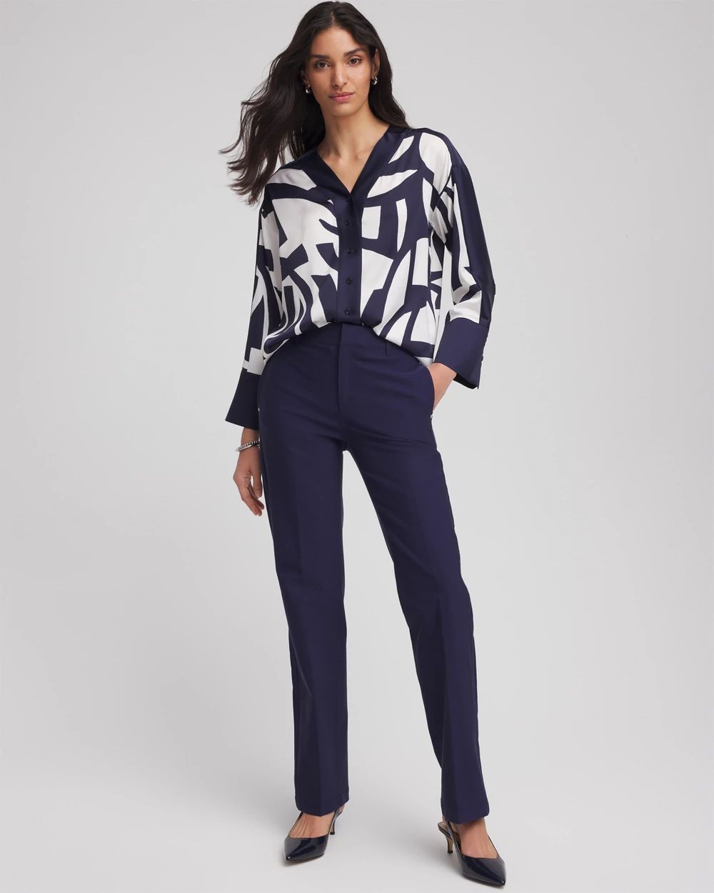 Petite Cotton Straight-Leg Trousers