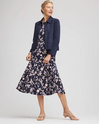 Printed Godet Popover Midi Dress click to view larger image.