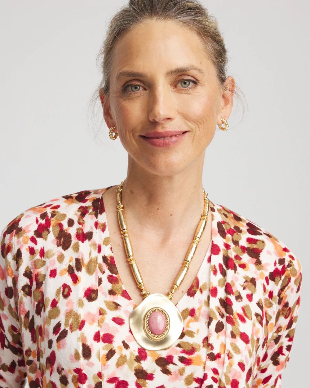 Golden Rhodonite Stone Pendant Necklace