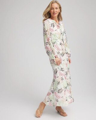 Floral Embroidered Crinkle Maxi Skirt click to view larger image.