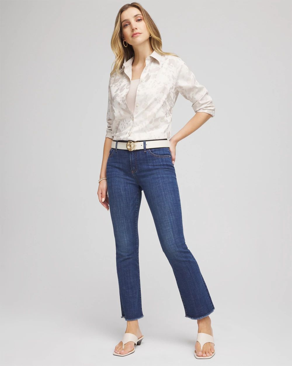 Petite Girlfriend Fray Hem Kick Flares click to view larger image.