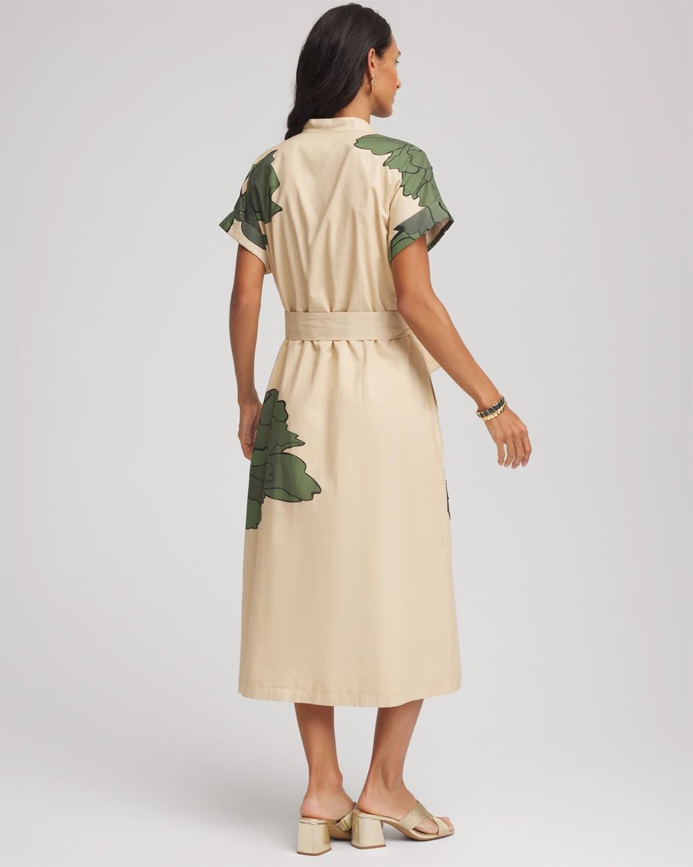 Printed Cotton-Voile Popover Midi Dress