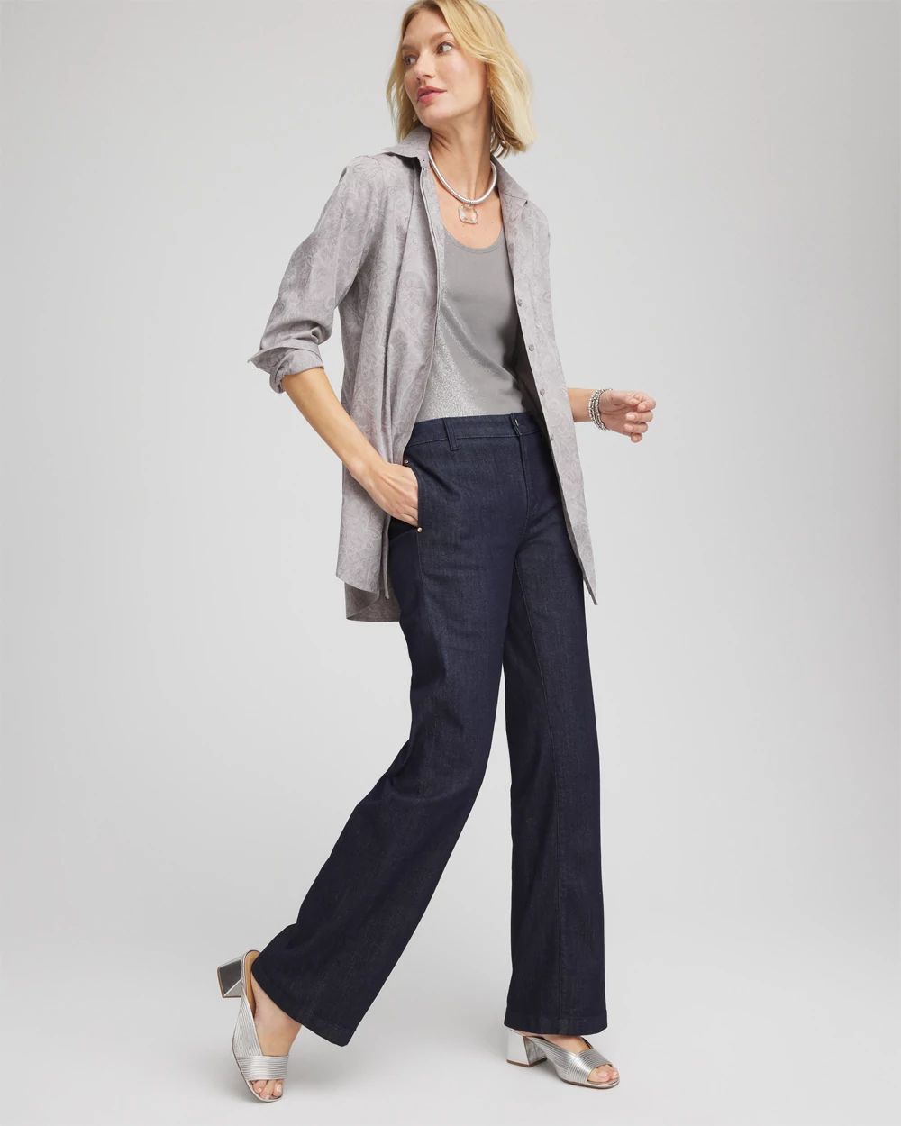 No Iron™ Lace Jacquard Stretch Tunic