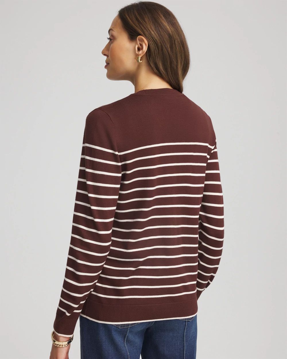 Ella Striped Long-Sleeve Cardigan click to view larger image.