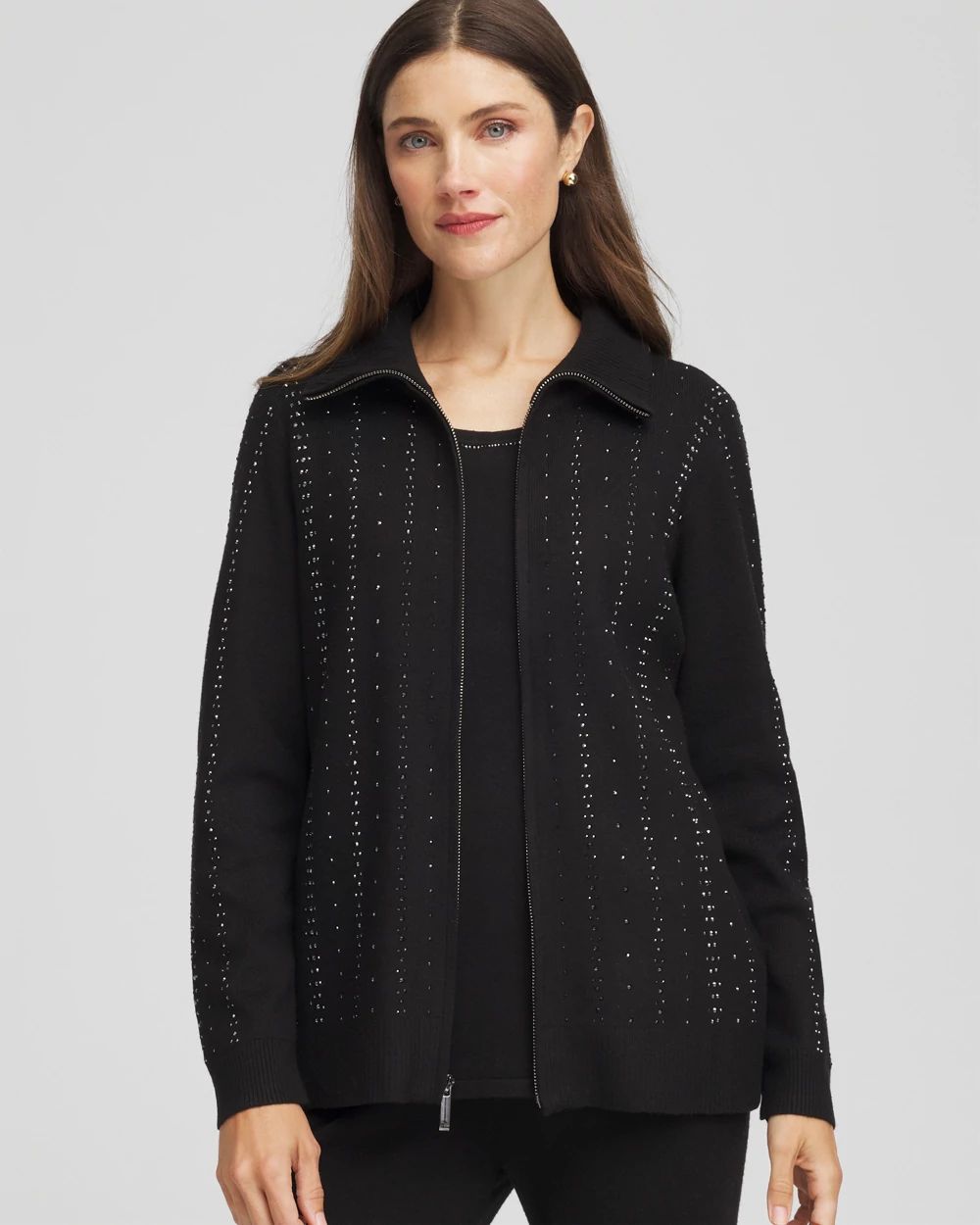 Zenergy® Luxe Diamante Zip Cardigan