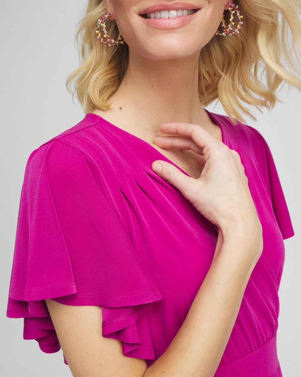 Petite Flutter Sleeved Jersey Maxi Dress