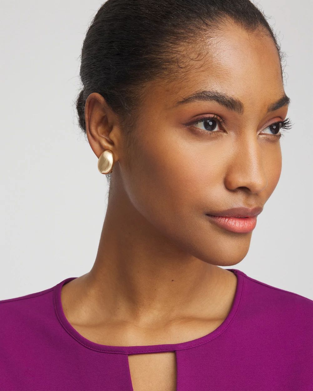 No Droop™ Gold Stud Clip-On Earrings click to view larger image.