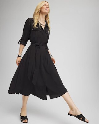 Twill Belted Midi Shirtdress click to view larger image.