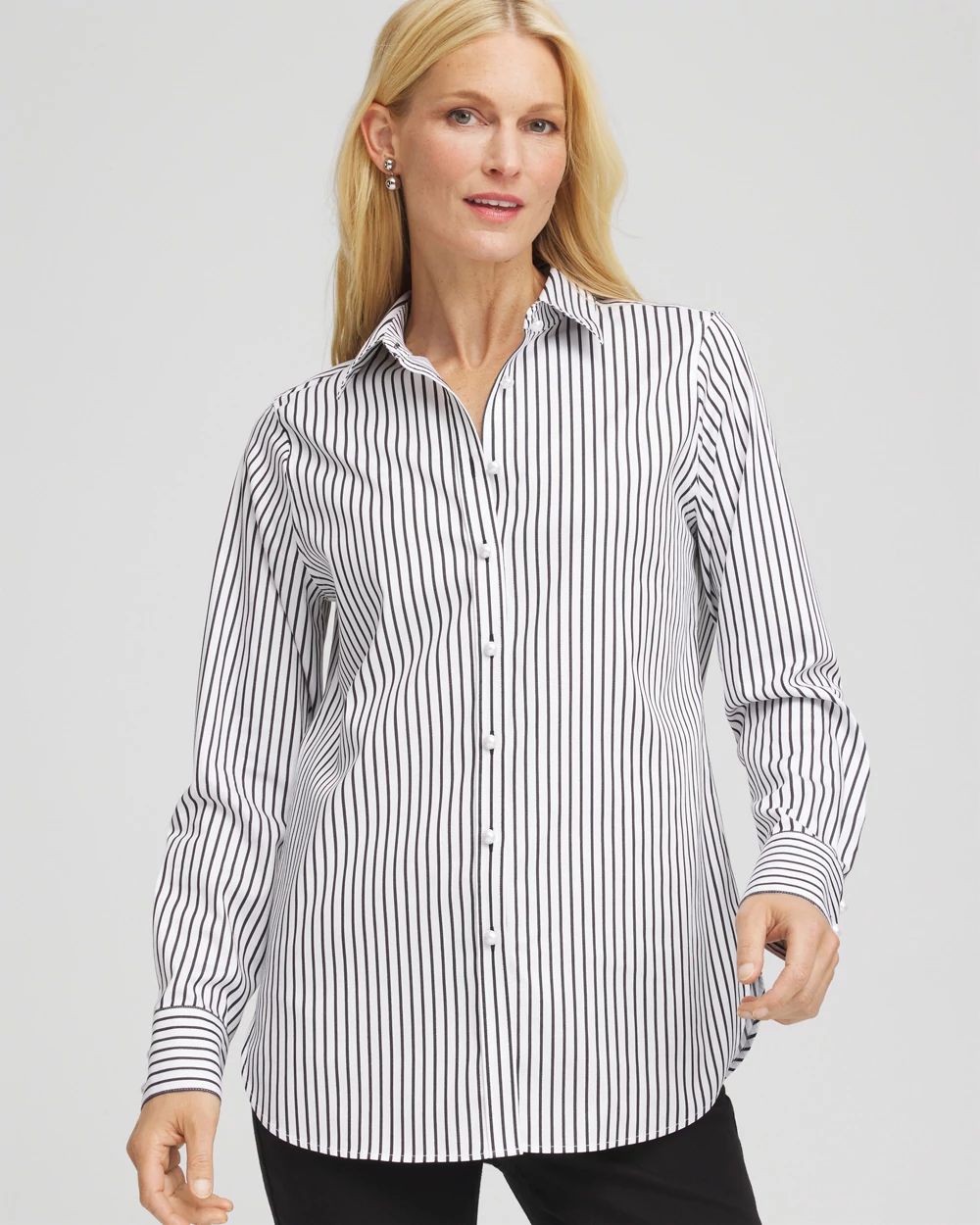 No Iron™ Lurex Striped Shirt